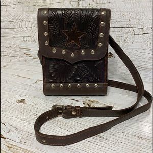 America West all leather crossbody